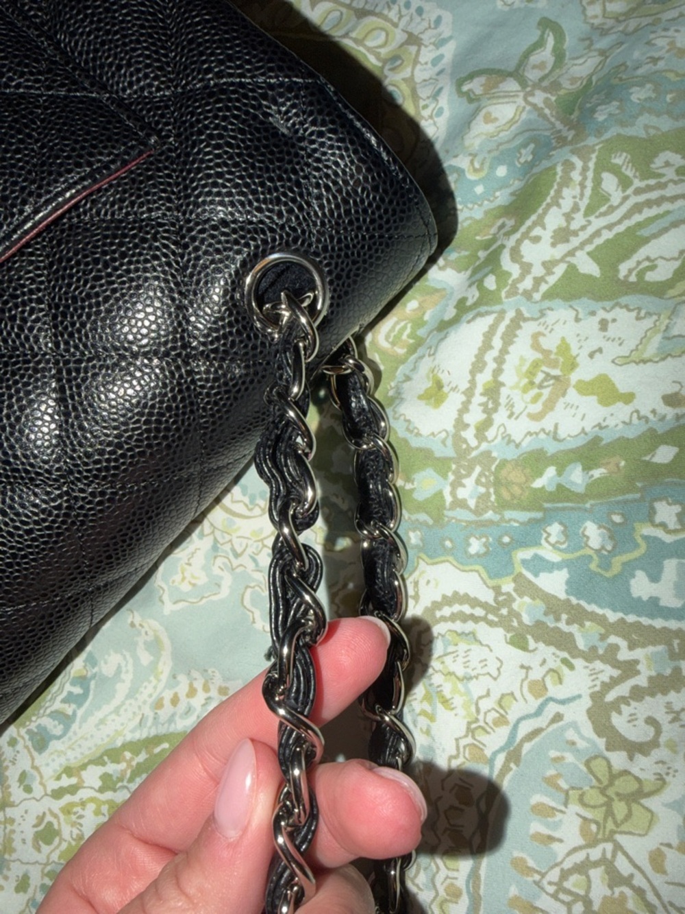 CHANEL Black Quilted Jumbo Leather Flap Shoulder Bag with Chain Strap- Caviar - Picture 15 of 16